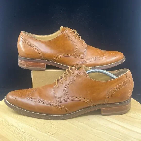 Cole Haan Grand OS Men's 12 M Brown Wingtip Oxford Madison Medallion Leather - Picture 1 of 10